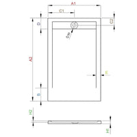 Teos White Natural Slate Shower Tray - Technical Drawing