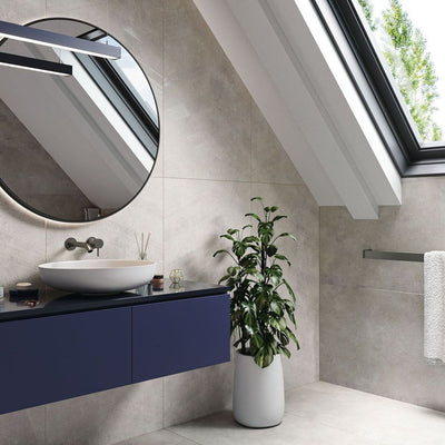 Silkdust Light Grys Matt Tiles in Bathroom