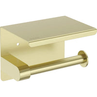 Round Toilet paper holder wall-mounted - with shelf brushed gold
