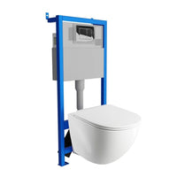 Cassiopeia Wall Hung Toilet with 101 Installation Frame + Flush Button - Gloss Chrome Rectangle - Bathroom Store Ireland