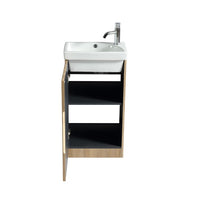 Flauto Mini Floor Standing Vanity Unit - Country Oak open door