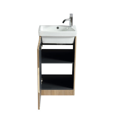 Flauto Mini Floor Standing Vanity Unit - Country Oak open door