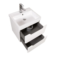 Monza Floor Standing Vanity Unit - White Gloss open drawers