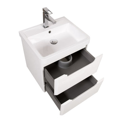 Monza Floor Standing Vanity Unit - White Gloss open drawers