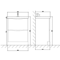 Naples Floor Standing Vanity Unit - White dimensions