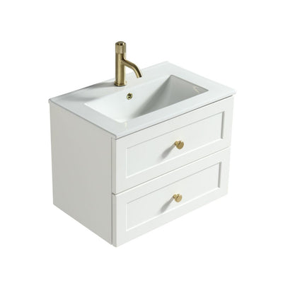 Bakewell Silk White Vanity Unit & Basin side view