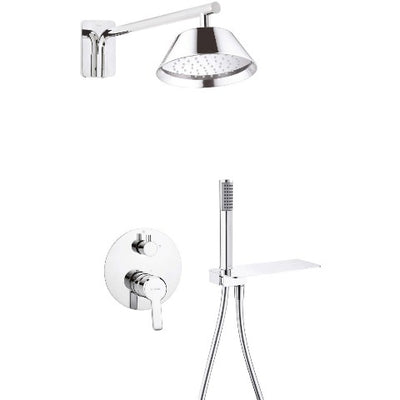 Arnika Concealed shower set with shelf in chrome