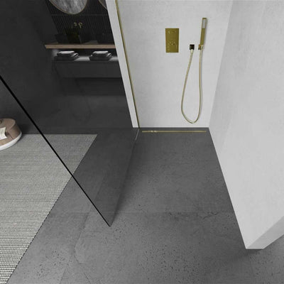 Walk-In Screen Clear Glass 8mm - Gold Profiles Detail
