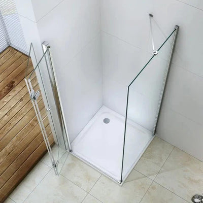Aero Chrome Bi Fold Shower Enclosure Door and Side Panel - Top View
