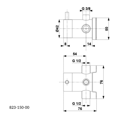 KFA external agitator for sensor mixers technical drawing with dimensions