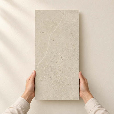 Archicross Concrete White Matt (R10) 60x30cm – full tile held in hands – product render