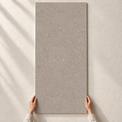 Architeq Grain Mocca Matt 120x60cm – full tile held in hands – product render