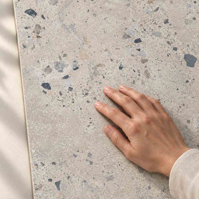 Architeq Rock Light Grey Matt 120x60cm – hand touching matt tile surface – product render