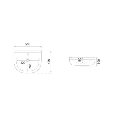 Bart 505mm dimension drawing