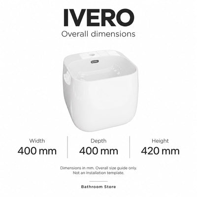 Ivero White Gloss basin overall dimensions: 400 mm wide, 400 mm deep, 420 mm high