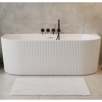 Fluted Bathtub – White, Modern Oval, Back to Wall - 150x75mm - Bathroom Store Ireland