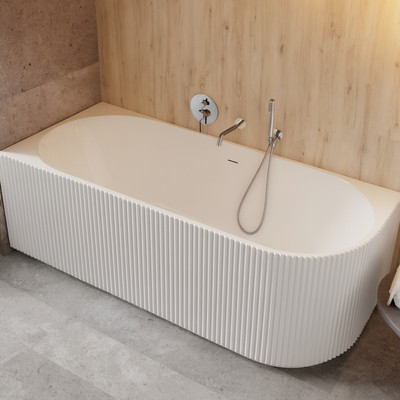 Besco Denaya Freestanding Fluted Corner Acrylic Double Ended Bath - 150x75mm Right - Bathroom Store Ireland
