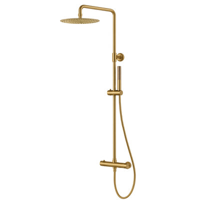 Orion Thermostatic Shower Set with Rain Shower — Brushed Gold