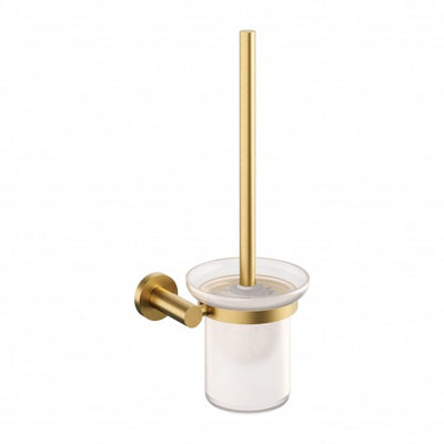 OMNIRES Modern Project Wall-Mounted Glass Toilet Brush — Brushed Gold