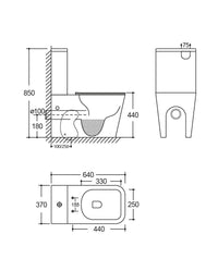 Tryton 3.0 Rimless Flush Floor Mounted Toilet (Comfort Height 44cm) dimensions