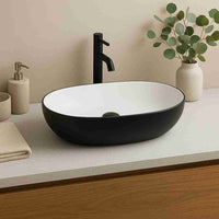 Midnight Countertop Basin - Black/White - Glacier Ceramic