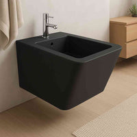 Lago - Square Black Mat Wall Hung Bidet - Bathroom Store Ireland