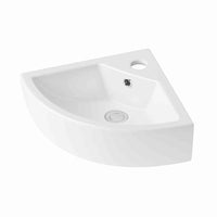 Space-saving corner bathroom basin - 590X470X150 - Glacier Ceramic