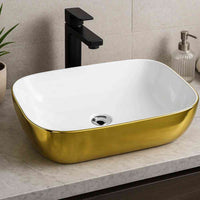 Costa Countertop Washbasin - Gold/White - Bathroom Store Ireland