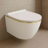 Nebula Slim Gold Line- Wall Hung Toilet With Soft Close Seat - Bathroom Store Ireland