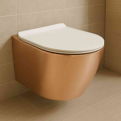 Nebula Slim Gold - Wall Hung Toilet With Soft Close Seat - Bathroom Store Ireland