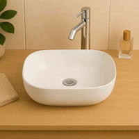 Quartz Rectangle Countertop Basin - White - Glacier Ceramic