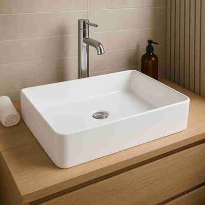 Ruby Rectangle Countertop Basin - White - Glacier Ceramic