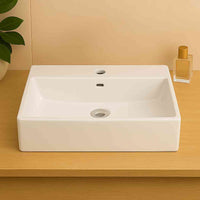 Ruby Lux Rectangle Countertop Washbasin - White - Glacier Ceramic