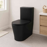 Elegance Matt Black Rimless Flush Floor Mounted Toilet - Glacier Ceramic
