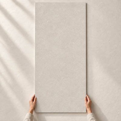 Convero Grey Matt 120x60cm – full tile held in hands – product render