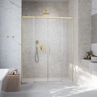 IDEA 8 DWD Shower Door - Brushed Gold - 1400mm - Bathroom Store