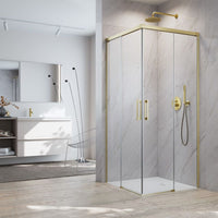 Radaway Idea 8 KDD Recess Shower Enclosure – Brushed Gold, 6mm Safety Glass - 800mm 800mm - Radaway