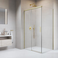 Radaway Idea 8 KDJ Recess Shower Enclosure – Brushed Gold, 8mm Glass - 1000mm LEFT - Radaway