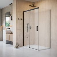 Radaway Idea 8 KDJ Recess Shower Enclosure – Black, 8mm Glass - 1000mm LEFT - Radaway