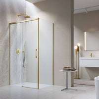 Radaway Idea KDJ Shower Enclosure – Brushed Gold, 6mm Glass - 1000mm Left - Radaway