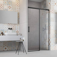 Radaway Idea 8 DWJ Recess Shower Door – Matte Black, 8mm Glass - 1000mm LEFT - Radaway