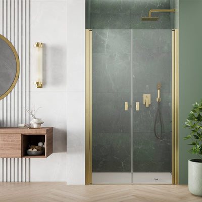 DWD Easy Access Shower Door – Wide Opening & Low Threshold — Brushed Gold / 700mm