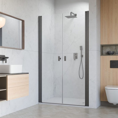 DWD Easy Access Shower Door – Wide Opening & Low Threshold — Gunmetal / 700mm