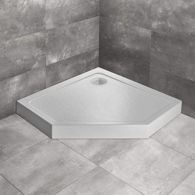 Doros PT Compact White Pentagon Shower Tray - White Acrylic 900x900mm - Radaway