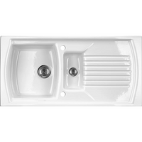 Deante Lusitano Ceramic Kitchen Sink with Drainer – 1.5 Bowl, Reversible - white - Deante