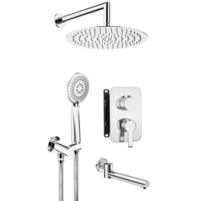 Arnika Concealed Shower Set with Bath Spout - Titanium - Deante