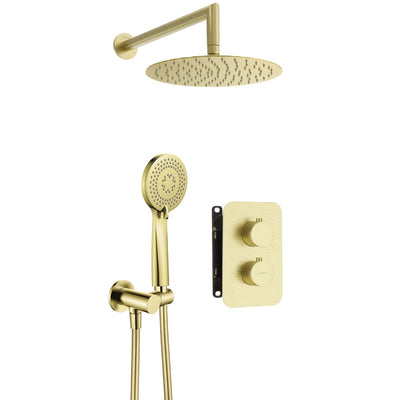 Therm Concealed Shower Set with Thermostatic Box — Brushed Gold