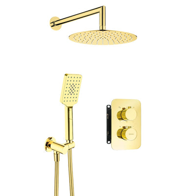 Therm Concealed Shower Set with Thermostatic Box - gold - Deante