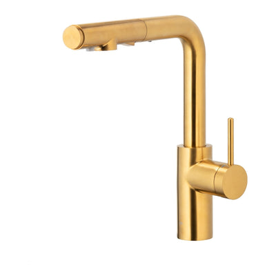 KFA DUERO PURE BASIC pull-out filtering kitchen tap in brushed gold