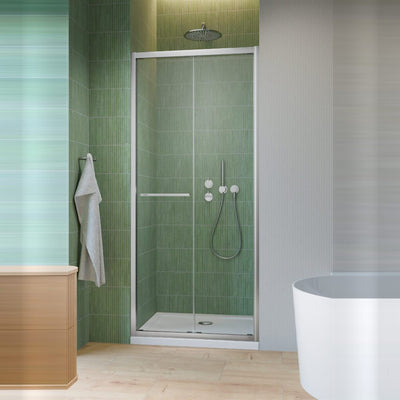 Radaway Alienta DWB chrome bi-fold shower door, full height view